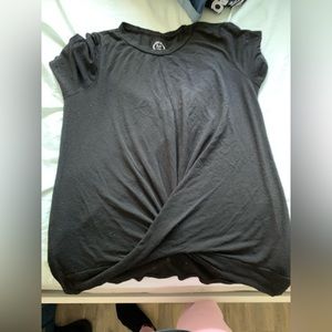 black front tie short sleeve